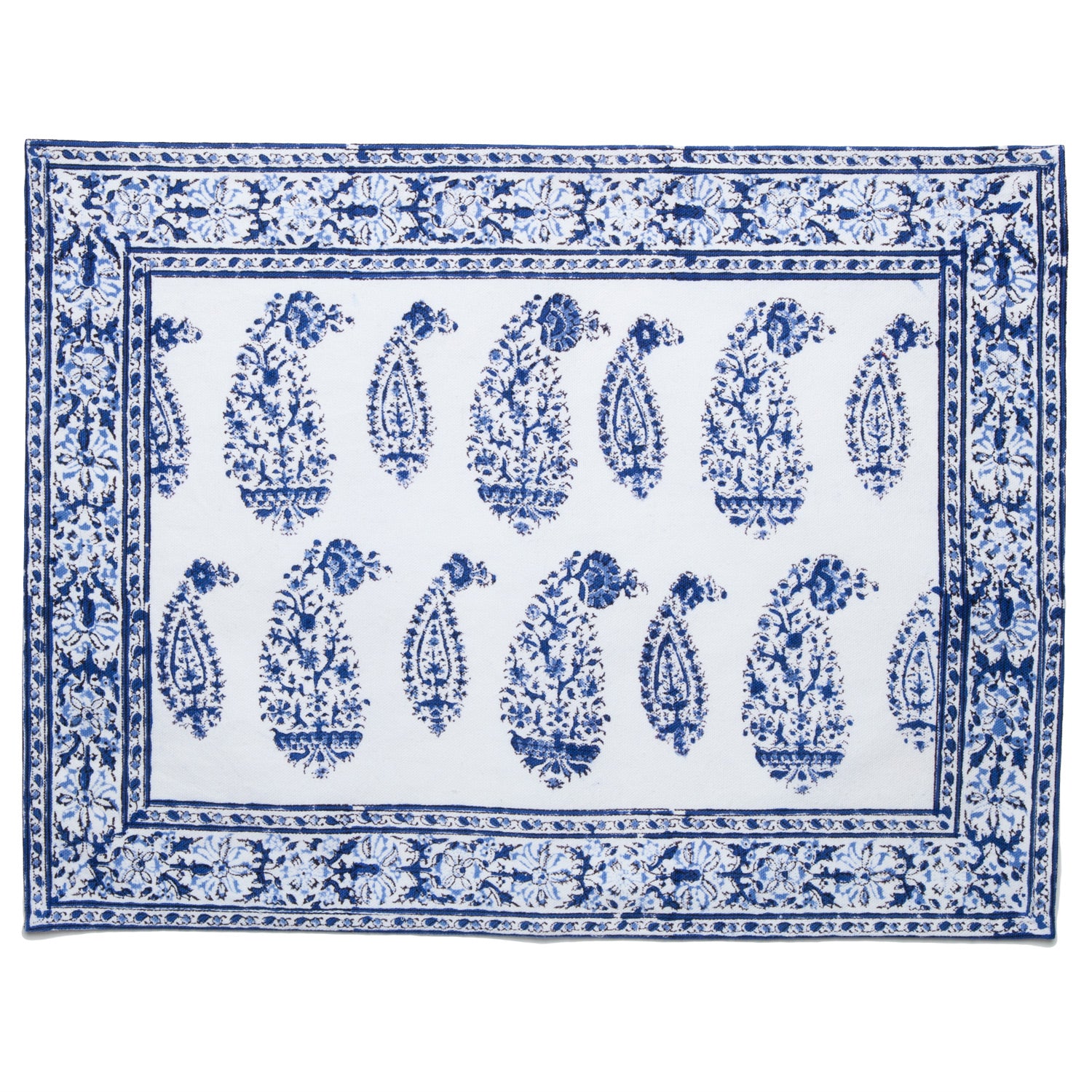 Marigold Living Multi Paisley Deep Blue Cotton Placemat, Set of 4 