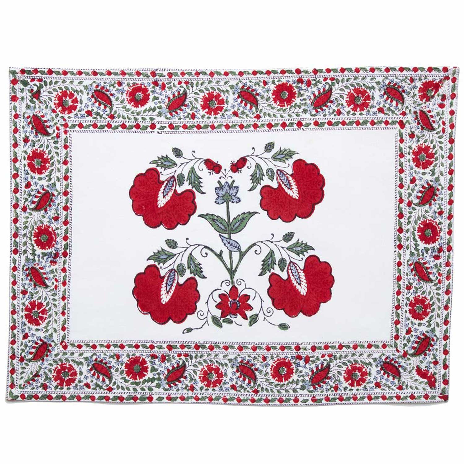 Marigold Living Red and White Cotton Placemat, Set of 4 