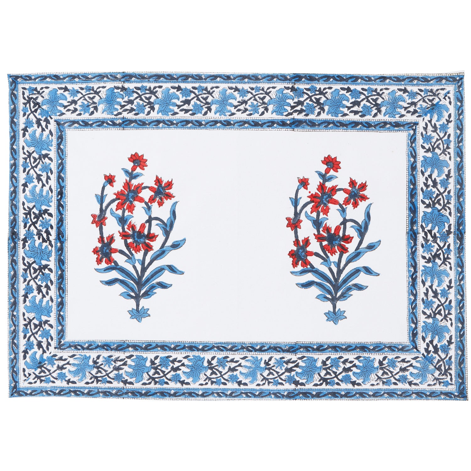Marigold Living Blue and Orange Cotton Placemat, Set of 4 