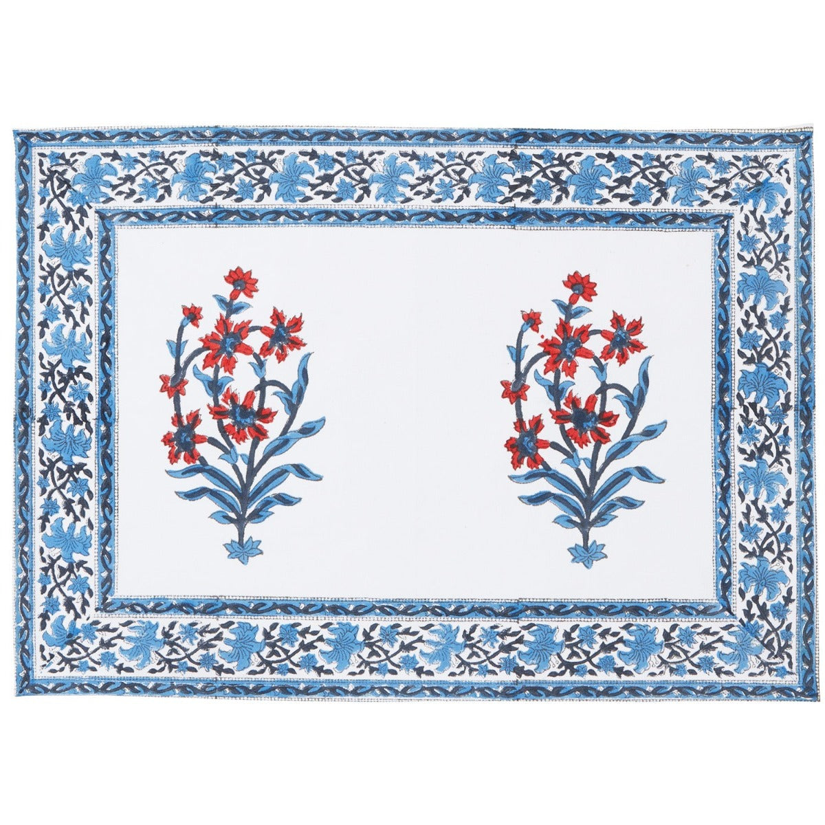 Marigold Living Blue and Orange Cotton Placemat, Set of 6
