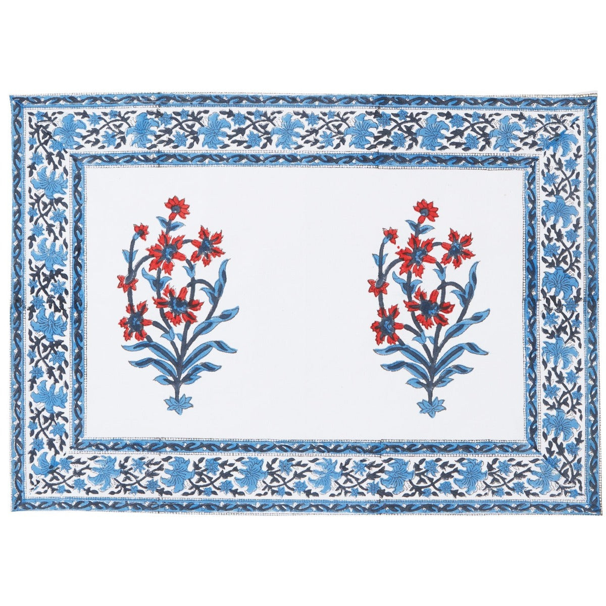 Marigold Living Blue and Orange Cotton Placemat, Set of 6 
