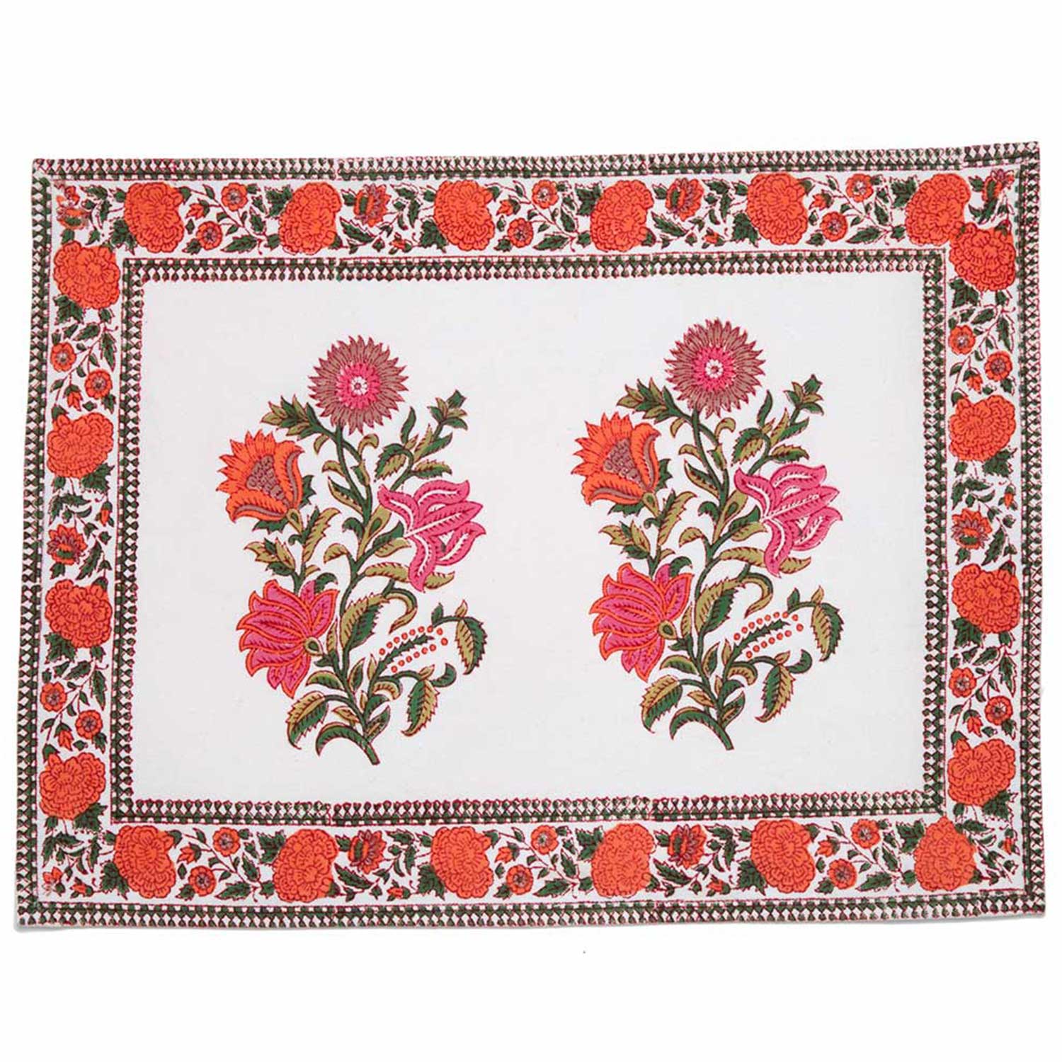 Marigold Living Pink and Orange Cotton Placemat, Set of 4 